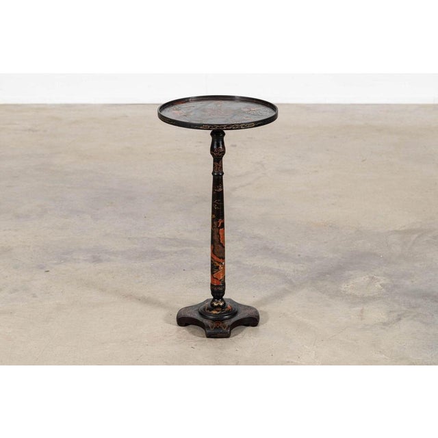 English Chinoiserie Pedestal Side Table, 1870 For Sale - Image 11 of 15
