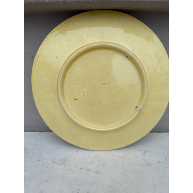 French Country French Majolica Cornflower Plate Sarreguemines, Circa 1890 For Sale - Image 3 of 3