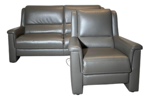 Modern Leather Sofa and Lounge Chair, Set of 2