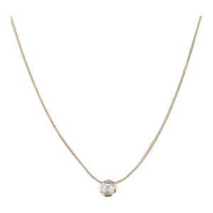 0.25ct Diamond Solitaire Pendant Necklace 14k Yellow Gold 18" Snake Chain