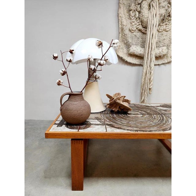 Vintage Danish Teak and Ceramic Coffee Table from Salontafel Keramiek Ox-Art Trioh, 1970s For Sale - Image 3 of 9