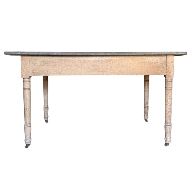 Wood Late 19th Century Zinc-Top Garden Table For Sale - Image 7 of 13