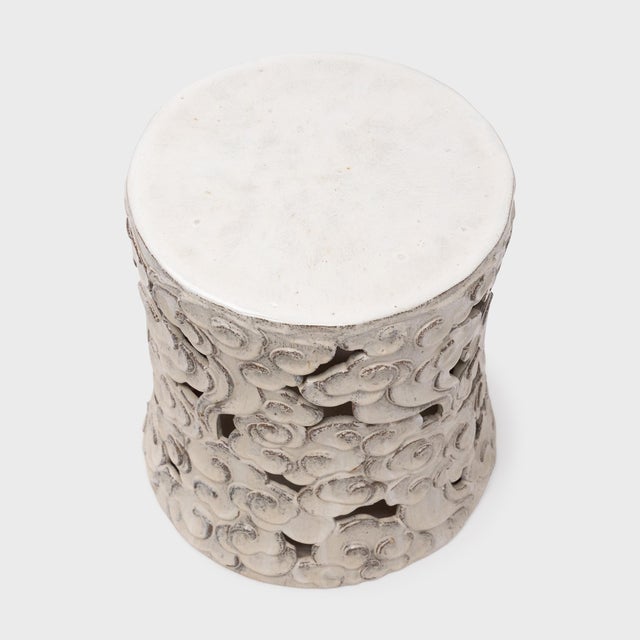 Chinese Chinese Milky White Cloud Garden Stool, C. 1900 For Sale - Image 3 of 5