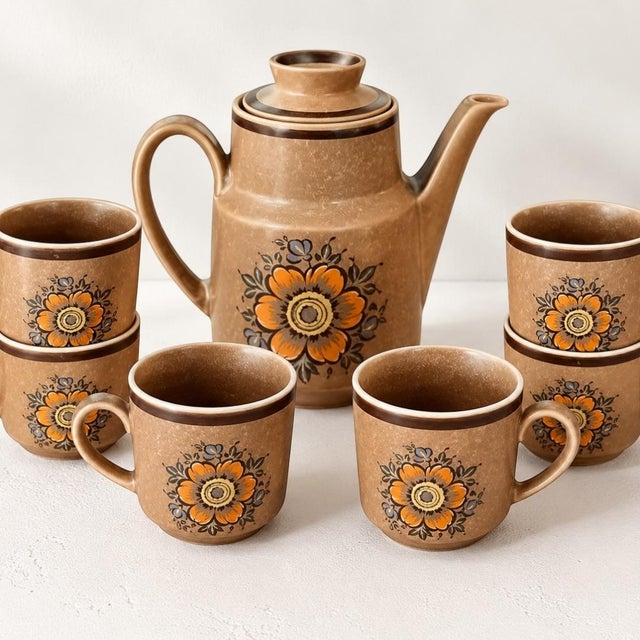 Mid-Century Modern Mid-Century Ceramic Coffee Service, 1960s, Set of 16 For Sale - Image 3 of 7