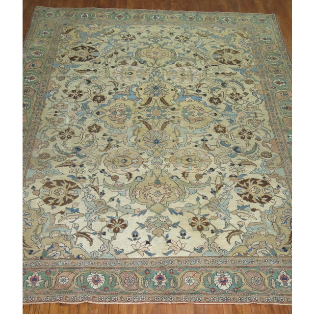 Antique Persian Tabriz Decorative Room Size Rug - 9' x 12'3" For Sale - Image 16 of 18