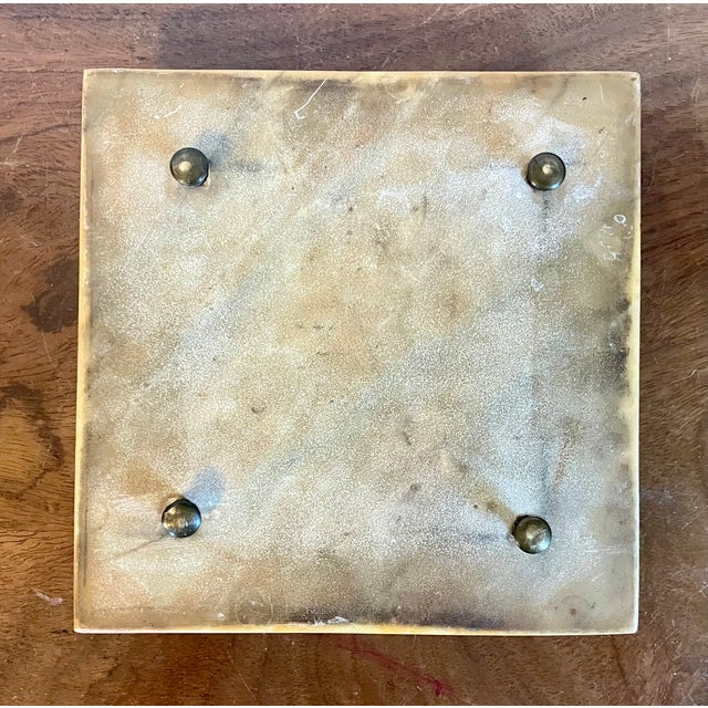 Antique 19th Century Italian Grand Tour Siena Marble Square Trivet or Dispay Base Plinth With Brass Feet For Sale - Image 13 of 13