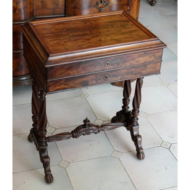 Vintage Classic French Mahogany Sewing Desk For Sale - Image 5 of 18