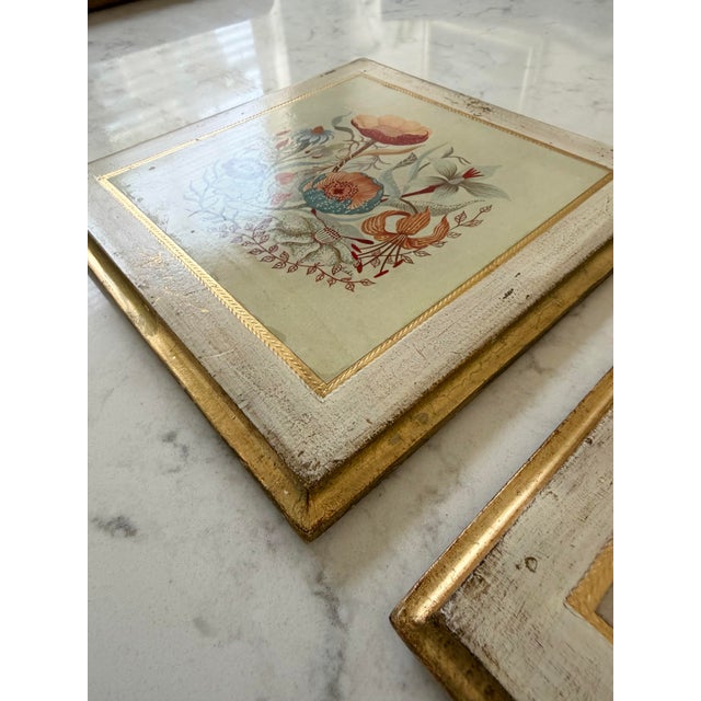 Vintage Italian Florentine Square Wall Plaques - A Pair For Sale In Chicago - Image 6 of 12