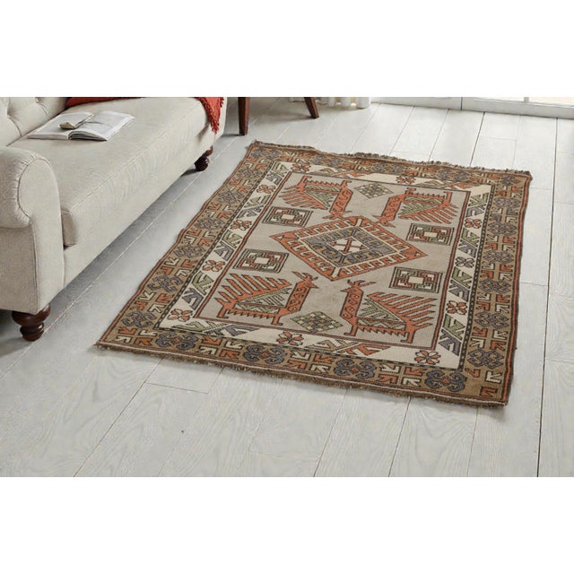 Textile Mid 20th Century Home Living Wool Area Carpet For Sale - Image 7 of 10