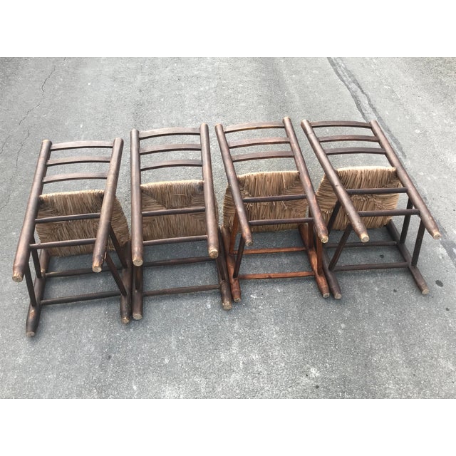 Rustic Chairs with Straw Seats, 1950, Set of 4 For Sale - Image 5 of 14