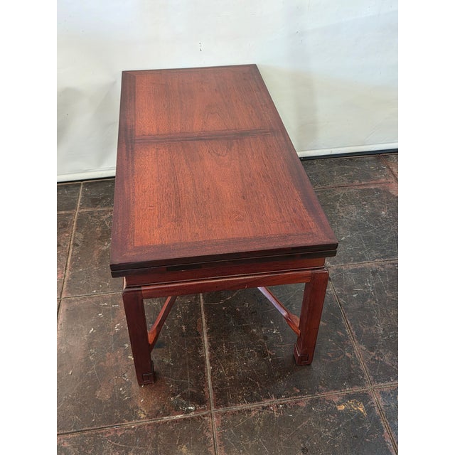 Wood Antique 1939 Asian Theme Coffee Table Mahogany Swivel Top Game Table For Sale - Image 7 of 10