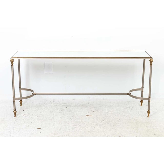 Mid-Century Modern Steel and Brass Console Table For Sale - Image 3 of 7