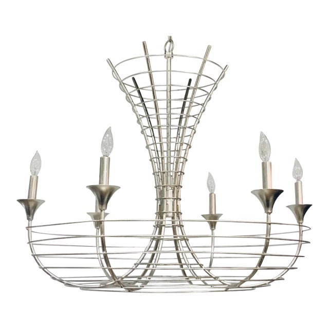 Currey & Co. Transitional Champagne Silver Finished Prototype Chandelier For Sale