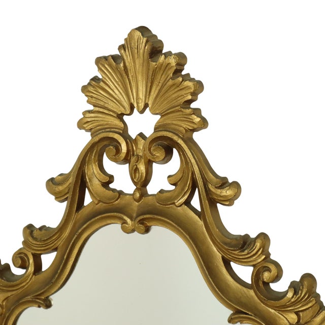 Rococo 1970s Italian Classical Crested Mirror Gold Baroque Rococo 57cm For Sale - Image 3 of 14