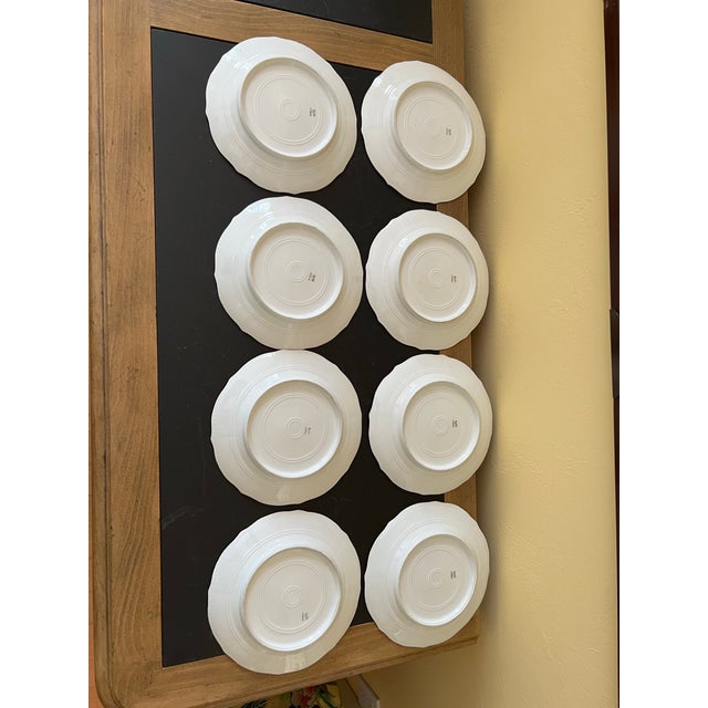 Beautiful Limoges 8 Salad/Dessert Plates White With Raised Gold Beading Around the Scalloped Edge. 7” 1/2 diameter. 1”...