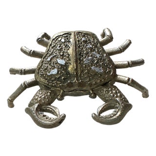 Hollywood Regency Silver Plated Brass Crustacean Crab Ashtray, 1980s For Sale