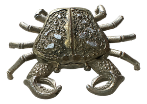 Hollywood Regency Silver Plated Brass Crustacean Crab Ashtray, 1980s