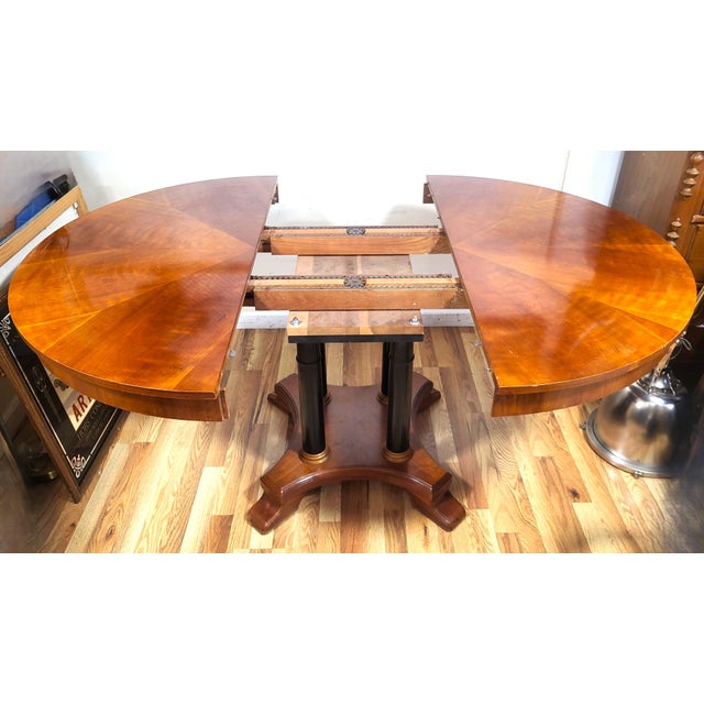 Late 20th Century Vintage Cherry Neoclassical Biedermeier Style Dining Table +2 Leaves Ethan Allen For Sale - Image 5 of 18