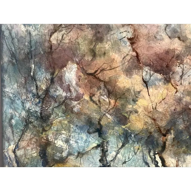 1960s Vintage Large Impressionist Watercolor Landscape of Trees by Mary Robbins For Sale - Image 5 of 8