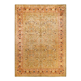 Eclectic, One-of-a-Kind Hand-Knotted Area Rug in Green, 10' 1" x 14' 4" For Sale