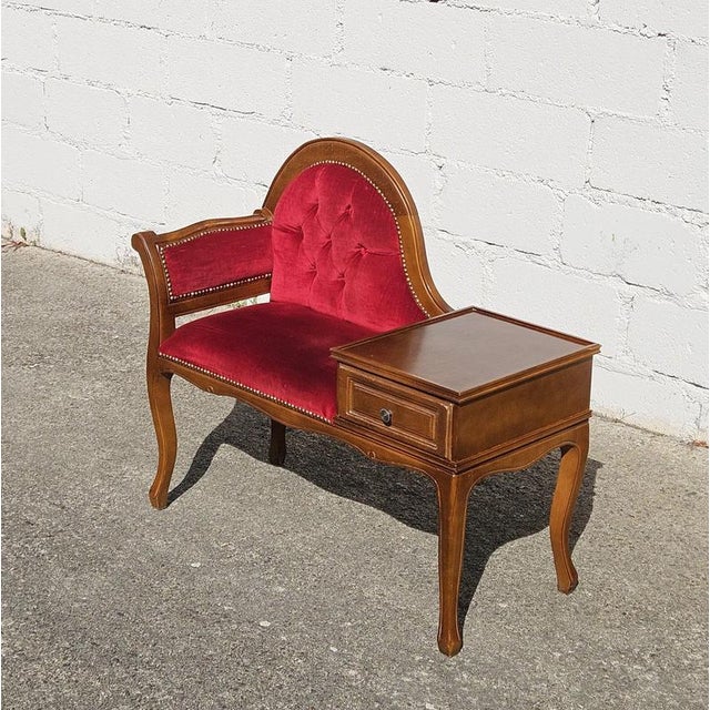 French Telephone Bench in Red, 1970s For Sale - Image 3 of 17