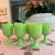 French Rare Jade Green Portieux Vallerystal Opaline Glass Water or Wine Goblets For Sale - Image 3 of 10