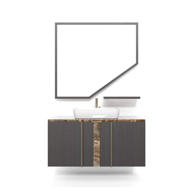 Bishop SW 120 Cabinet and Mirror by Estro Collezioni, Set of 2 For Sale - Image 4 of 6