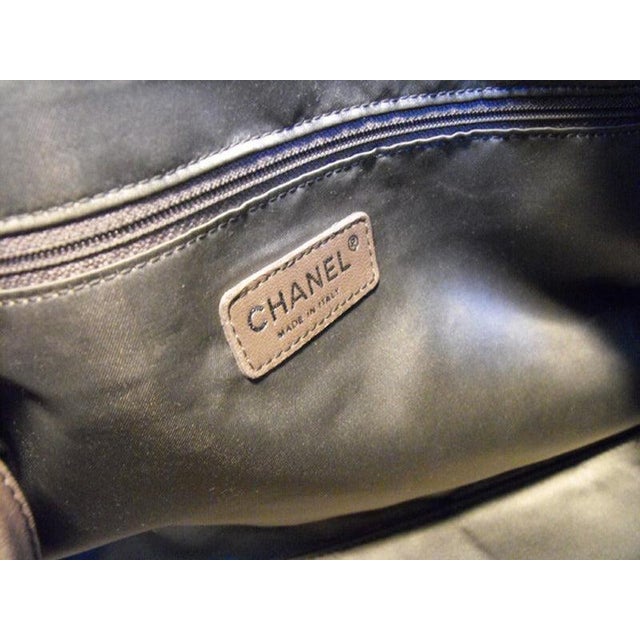 Chanel Black Checkered Leather Shoulder Bag Shopper Tote For Sale - Image 9 of 10