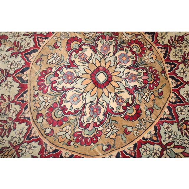 19th Century Persian Tabriz Medallion Scalloped Oval Rondel Rug - 8'3" x 9'10" For Sale - Image 4 of 8