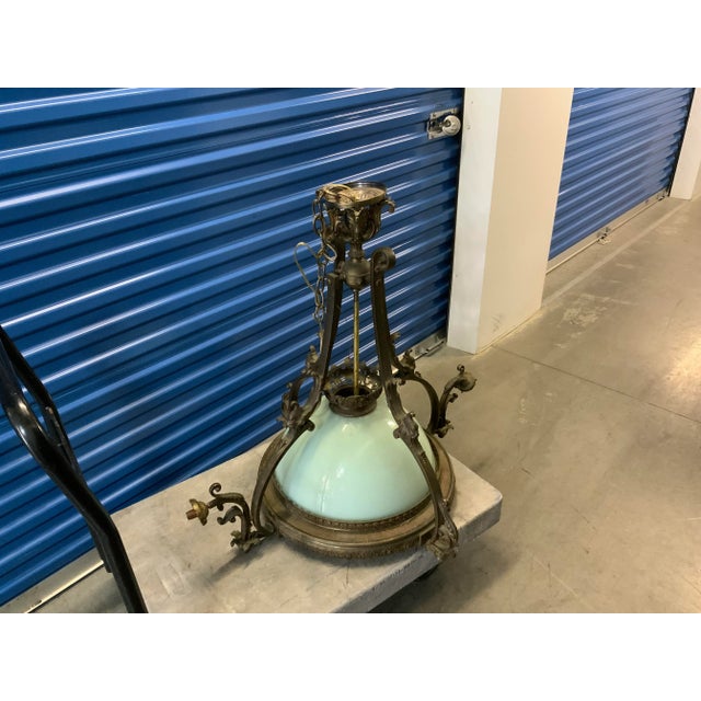 Metal Antique Mid 19th Century Chandelier Made of Bronze and Glass For Sale - Image 7 of 9