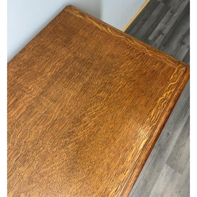 Brown Vintage French Louis XVI Style Desk in Carved Oak For Sale - Image 8 of 9