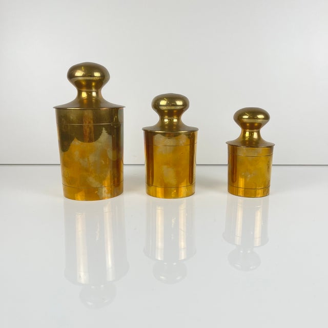 1970s Vintage Gilt Brass Boxes, 1960s, Set of 3 For Sale - Image 5 of 14
