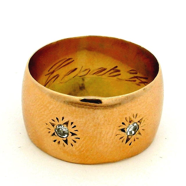 Antique Victorian 18k Gold Diamond Star-Set Gypsy Cigar Band Ring, Size 8.5 For Sale - Image 9 of 10