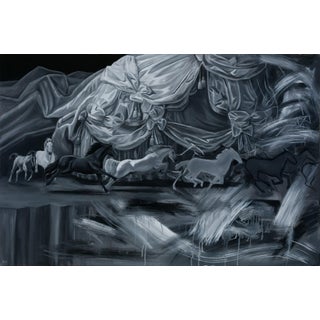Galloping under the Aristocracy by Robin Hextrum | Oil on Canvas Horses running past draped fabric. For Sale