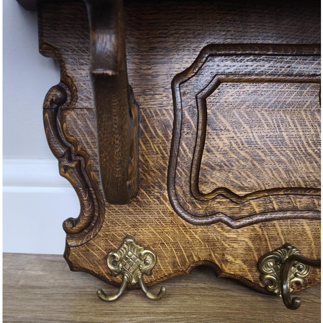 Vintage French Coat Rack in Oak For Sale - Image 6 of 10