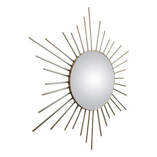 Vintage Brass Sunburst Mirror, 1970s For Sale