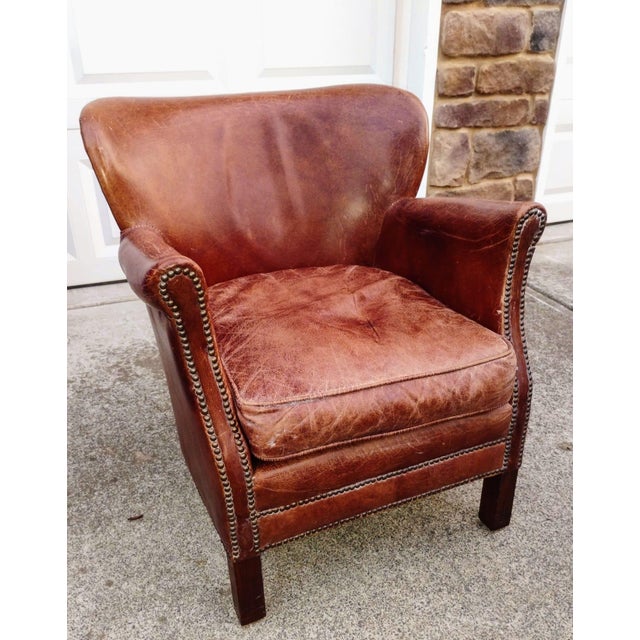 Chestnut Academic Charm & Unmatched Craftsmanship With the Iconic Professor's Leather Chair From Restoration Hardware. For Sale - Image 8 of 12