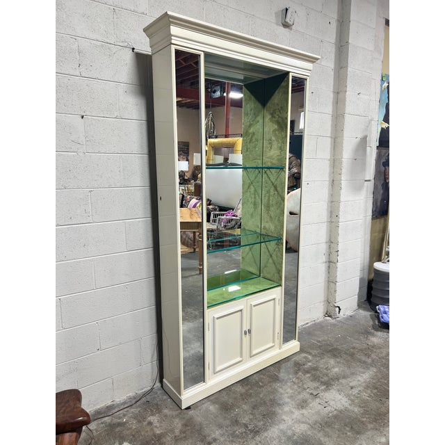 This is pure Hollywood Regency! Not sure of the maker, but has a strong Tony Duquette vibe. Apple green velvet lined side...