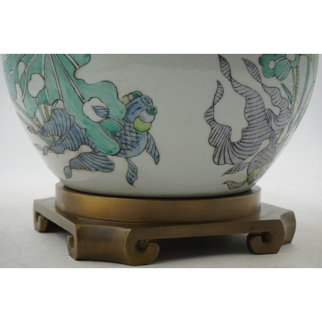 Ceramic 1980s Maitland Smith Oriental Brass & Porcelain Ginger Jar Lamp For Sale - Image 7 of 11