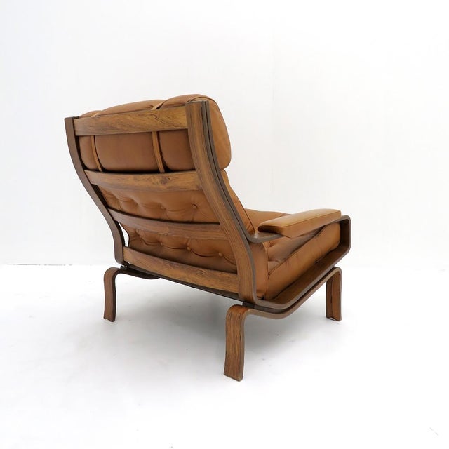 Sienna Leather Lounge Chair ‘Palermo’ by Pethrus Lindlöf, 1970 For Sale - Image 8 of 10