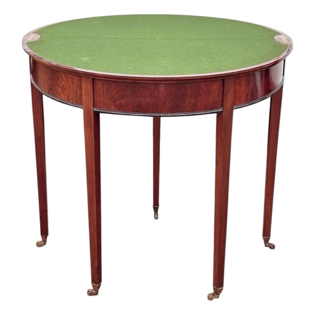 Antique Mahogany Game or Console Table with Fold-Over Lid For Sale