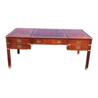 Large Colonial Style British Mahogany Campaign Desk For Sale