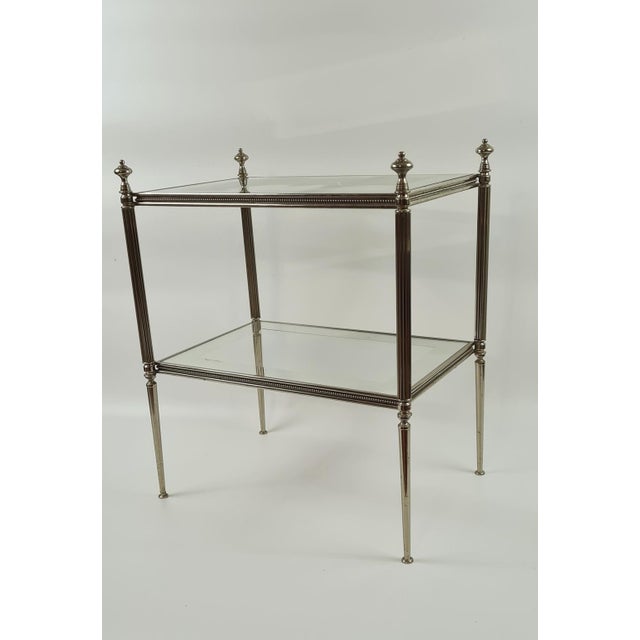 Side Table in Silver-Plated Brass and Eglomise Glass, France, 1950s For Sale - Image 10 of 14