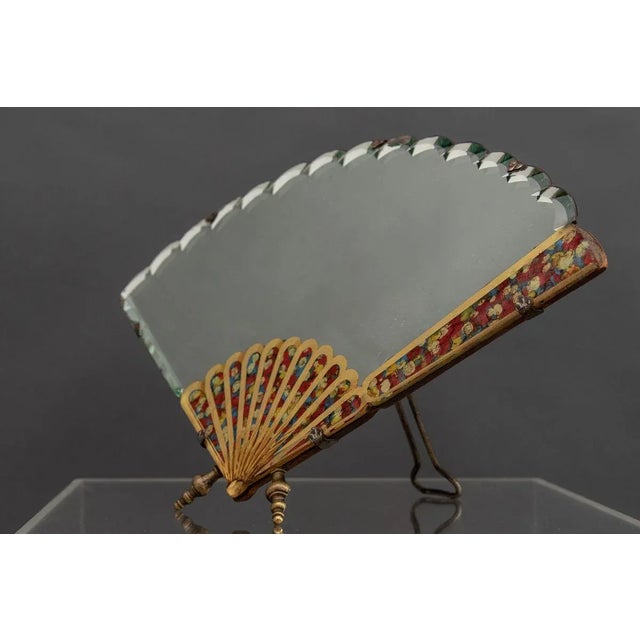 Brown Vintage Wooden and Brass Table Mirror For Sale - Image 8 of 8