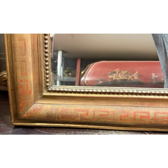 Mid 19th Century 19th-C. French Louis Philippe Gold Leaf & Greek Key Giltwood Mirror For Sale - Image 5 of 9