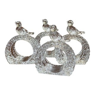 1980s Vintage Lead Crystal Byrdes Napkin Rings Set of 4 West Germany For Sale