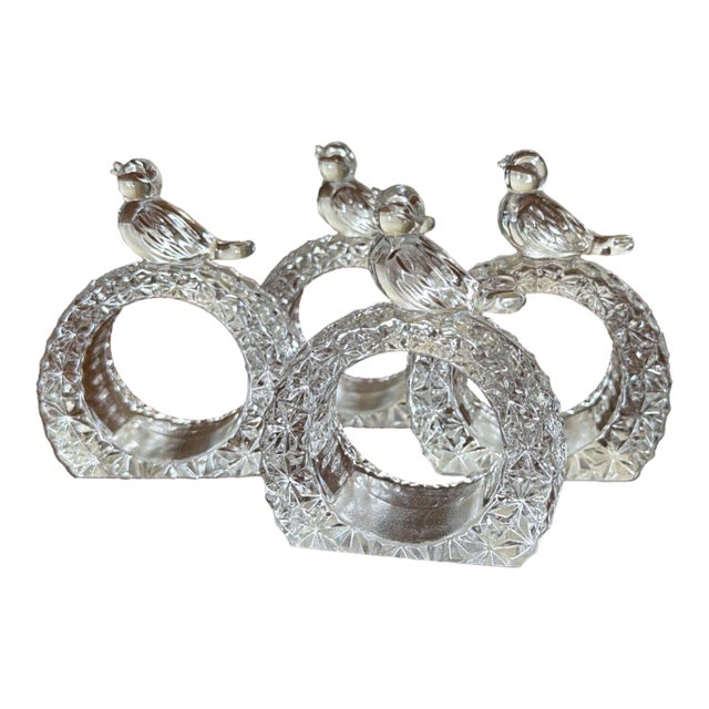 1980s Vintage Lead Crystal Byrdes Napkin Rings Set of 4 West Germany For Sale