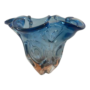 Late 20th Century Amber to Blue Art Glass Vase