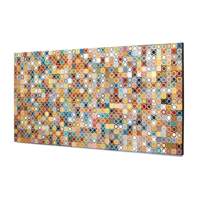 Contemporary 800 Circles - Original Large Colorful Geometric Abstract Acrylic and Oil Pastel Painting by Brandon Neher For Sale - Image 3 of 9