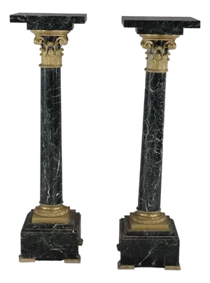 Pair of French Classical Black Marble Sculpture Pedestals With Ormolu